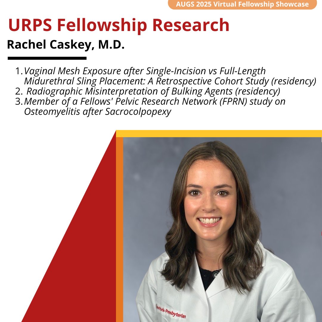 WCMUrology's tweet photo. Day 4 of the #AUGSFellowshipShowcase! 

Our fellows gain exposure to in-depth clinical research opportunities which help prepare them for an academic career in URPS.

Visit our site to learn more about our program: https://t.co/VNmpiEDr4S

#FutureFellowsofAUGS #FutureUrogynFellow https://t.co/3EJdpjHHYr