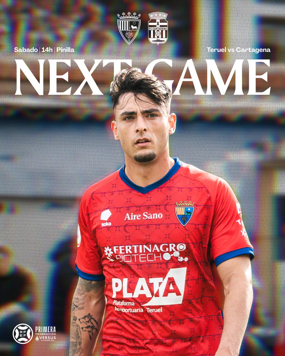 ⚽️ PRÓXIMO PARTIDO

🆚 <a href="/FCCartagena_efs/">FC Cartagena</a> 
🗓️ Sábado, 8 de noviembre
⌚️ 14:00h
🏟️ Pinilla
🎟️ cdteruel.compralaentrada.com

#VamosTeruel