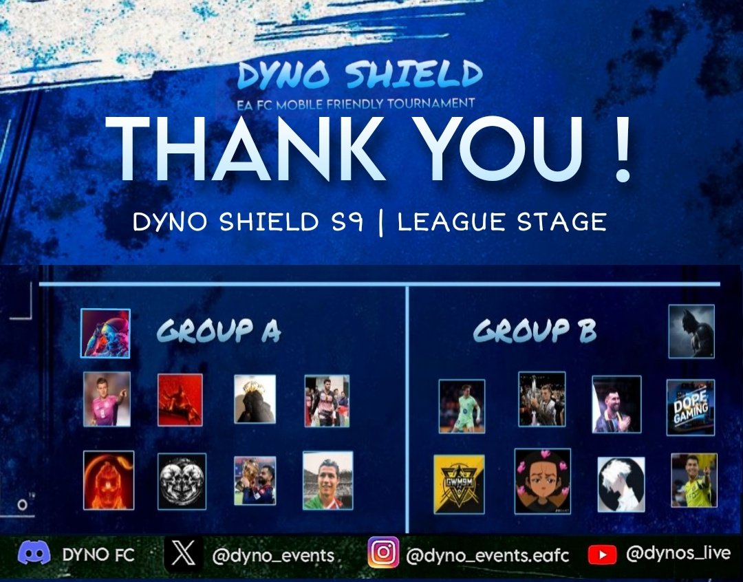dyno_events's tweet photo. ⚡. LEAGUE STAGE IS OVER !!!💥

Respect to everyone who gave their best.League Stage done the journey continues.

We began as strangers, 
but we’re ending this stage as friends.👏

| #DynoShield | #DYNOFCLIVE |  @tutiofifa | https://t.co/KOLQGkmzdG
