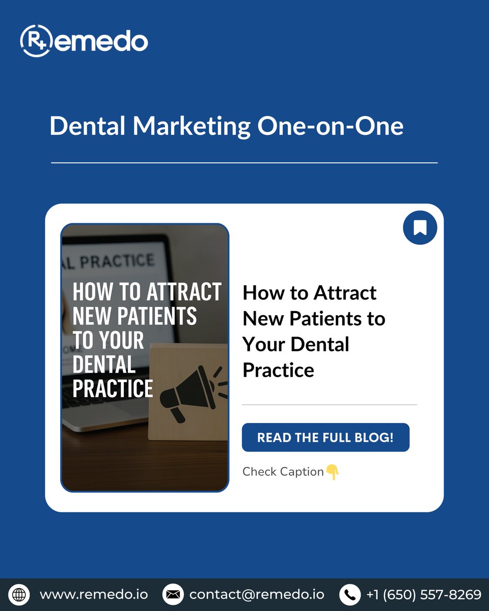 remedo_io's tweet image. 📊 How to Attract New Patients to Your Dental Practice
Are you tired of empty waiting rooms, high no-show...

👉 Read the full blog: linkly.link/2KQYm
.
#DentalMarketing #PatientAttraction #DentalPracticeGrowth #HealthcareBranding #remedo