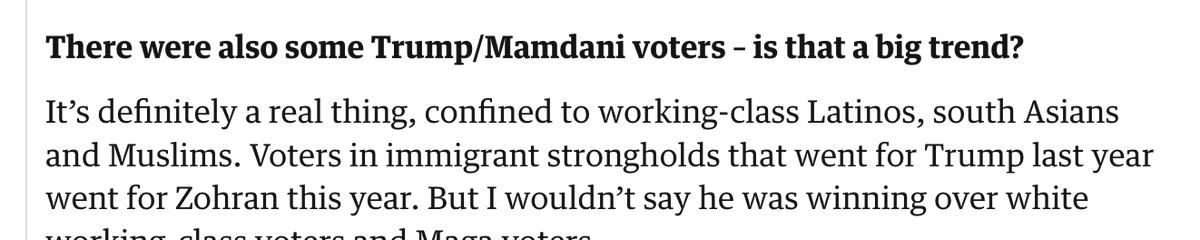 EricMGarcia's tweet photo. The Mamdani-Trump voters? Largely Latinos, South Asians and Muslims from immigrant communities. https://t.co/X9LDlDBIyw