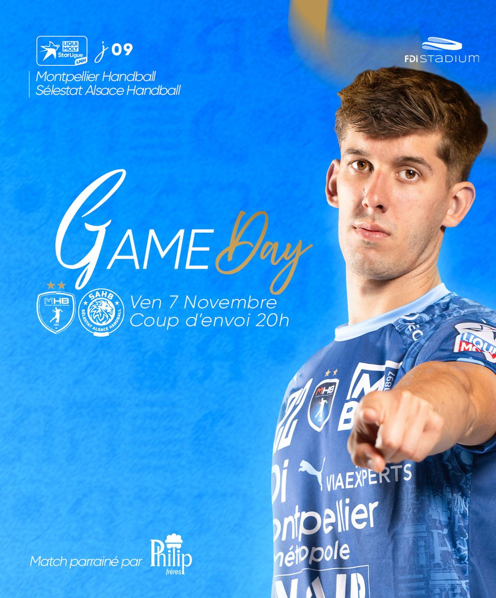 #GameDay 🤾🏻‍♂️🔥
🏆 J9 | LiquiMoly StarLigue
🆚 <a href="/SAHB_67/">Sélestat Alsace Handball 🤾</a> 
⏰ 20h
📍 FDI Stadium
📺 Handball TV

💙𝐎𝐩𝐞́𝐫𝐚𝐭𝐢𝐨𝐧 𝐌𝐨𝐯𝐞𝐦𝐛𝐞𝐫 ! Grande tombola pour tenter de gagner les maillots d'échauffements  "Un homme fort prend soin de lui" portés et signés par vos joueurs.