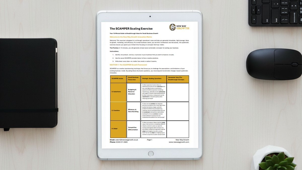 Stuck in daily firefighting mode? You're not alone. Most small business owners miss growth opportunities hiding in plain sight. Our free SCAMPER exercise reveals them in just 15 minutes. Get your blueprint: bit.ly/nwgtsse

#SmallBusinessGrowth #UKSmallBusinessOwner