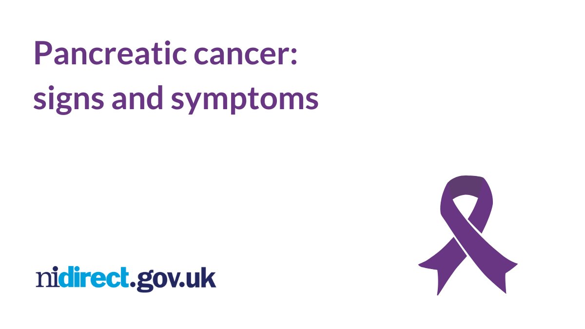 In the early stages, pancreatic cancer can be difficult to diagnose.
Know the signs and symptoms to look out for: nidirect.gov.uk/conditions/pan…
<a href="/publichealthni/">Public Health Agency</a> <a href="/healthdpt/">Department of Health</a> <a href="/HSC_NI/">Health and Social Care Northern Ireland</a> 
#PancreaticCancerAwarenessMonth