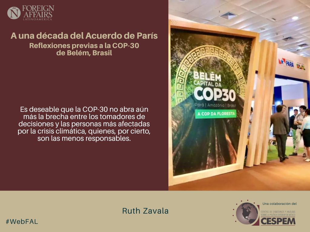 ForeignAffairsL's tweet image. #LEE &quot;A una década del Acuerdo de París. Reflexiones previas a la COP-30 de Belém, Brasil&quot; de Ruth Zavala, en el espacio de colaboraciones del Centro de Enseñanza y Análisis sobre la Política Exterior de México (@CESPEM_Mx) en #WebFAL bit.ly/4p1zO7f