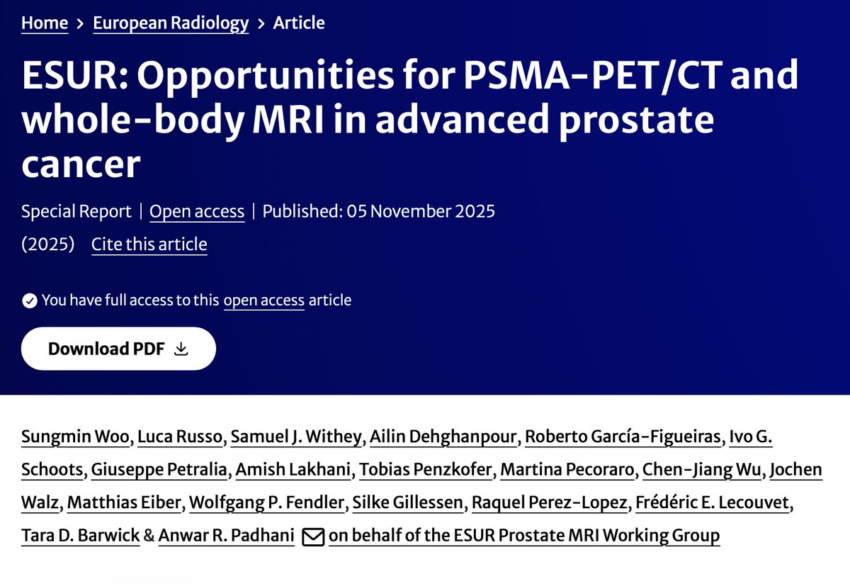 APCCC_Lugano's tweet image. ESUR: Opportunities for PSMA-PET/CT and whole-body MRI in advanced #ProstateCancer

link.springer.com/article/10.100…

This paper discusses the emerging role of PSMA-PET/CT and whole-body MRI (WB-MRI) in prostate cancer, emphasizing their superior accuracy over conventional CT and bone…