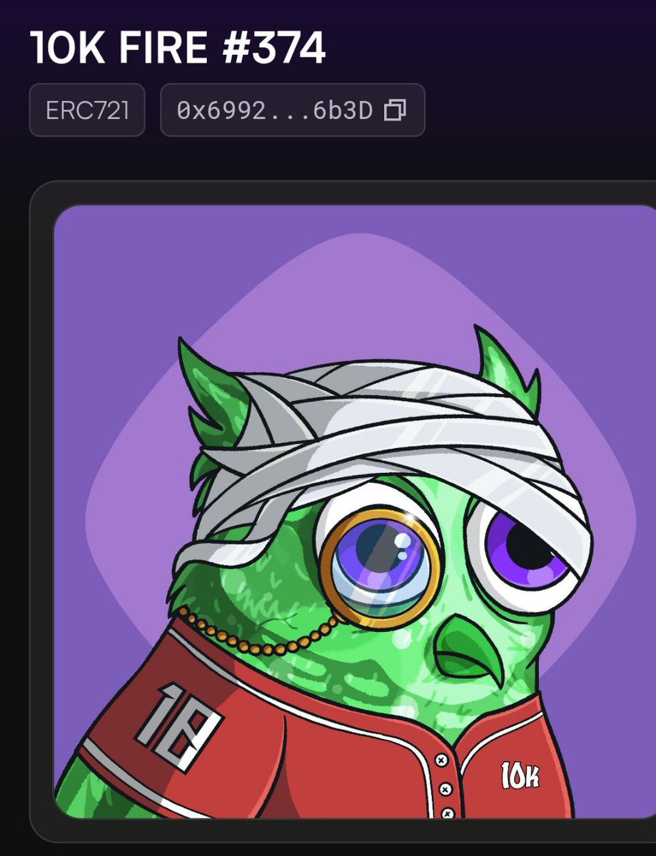 Just minted my 10K #FIRE NFT 💜
Big ups to <a href="/puresoul0109/">Pures⨀ul☁️ (MON to $1)</a> and the <a href="/the10kSquad/">The 10k Squad (mainnet arc)</a> team.
This thing’s on fire.🔥