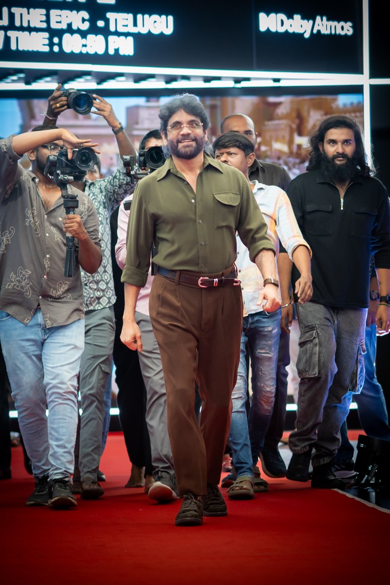 AnnapurnaStdios's tweet photo. The aura. The style. The swag. 🔥

A few candid pictures of our King @iamnagarjuna at #Shiva4KTrailer Launch 😍

Full Event — https://t.co/oC2TN8PQbN

#SHIVA4K in cinemas from NOVEMBER 14TH, 2025 in 4K DOLBY ATMOS. 

#50YearsOfAnnapurna #ANRLivesOn #SHIVA

@RGVzoomin @amalaakkineni1 @ilaiyaraaja @AnnapurnaStdios #SGopalReddy @adityamusic