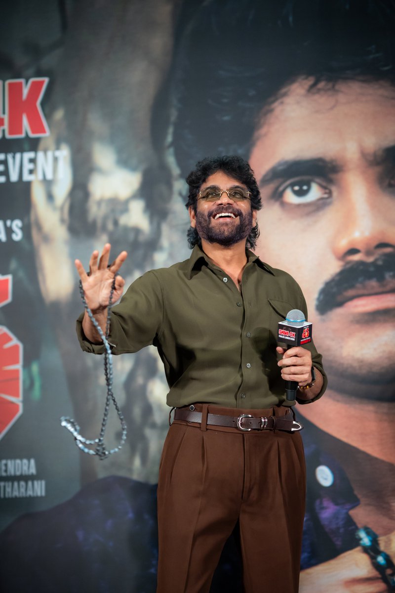 AnnapurnaStdios's tweet photo. The aura. The style. The swag. 🔥

A few candid pictures of our King @iamnagarjuna at #Shiva4KTrailer Launch 😍

Full Event — https://t.co/oC2TN8PQbN

#SHIVA4K in cinemas from NOVEMBER 14TH, 2025 in 4K DOLBY ATMOS. 

#50YearsOfAnnapurna #ANRLivesOn #SHIVA

@RGVzoomin @amalaakkineni1 @ilaiyaraaja @AnnapurnaStdios #SGopalReddy @adityamusic
