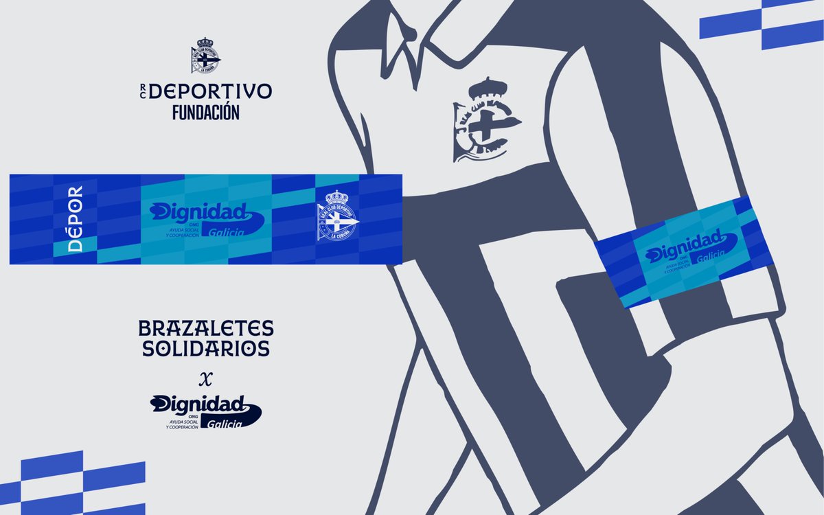 RCDeportivoFund's tweet photo. 🤝© O segundo brazalete solidario chega da man de Dignidad Galicia

👉 Nesta ocasión visibilízase a loita fronte a exclusión social e o coidado da infancia, aspectos que simboliza a asociación.

ℹ️ Máis info: https://t.co/ESyI4YNmId https://t.co/bmPt52izQE