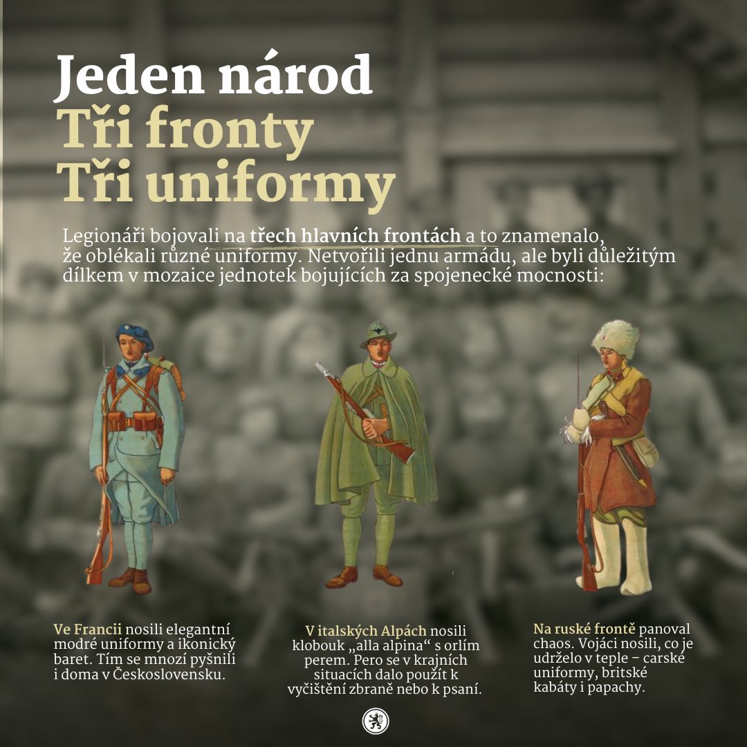 Stratkom_CZ's tweet photo. (1/2)
🧐Věděli jste, že vznik samostatného Československa vděčíme primárně malé skupině mužů – československým legionářům?

Během první světové války to pro ně nebyl jen “klasický” boj. Tito vojáci, původně občané Rakousko-Uherska, se rozhodli bojovat za nový, svobodný stát. Tím na sebe vzali obrovské riziko: pokud padli do zajetí (což se bohužel mnoha stalo), nebyli považováni za válečné zajatce. Místo toho jim hrozila okamžitá poprava pro velezradu. Šli do boje s vědomím, že nemají kam ustoupit.