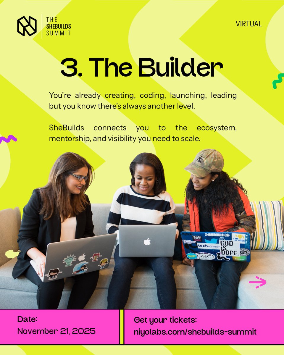 niyoco__'s tweet photo. Whether you’re a Dreamer shaping ideas, a Disruptor challenging systems, or a Builder scaling innovation, The SheBuilds Summit, is where your journey accelerates.

Join us by grabbing your ticket today: https://t.co/g19RiLGkO3 https://t.co/TB5Z0hKvSG