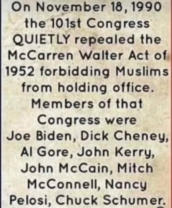 RJ0's tweet image. Nuke the Filibuster then reinstate the McCarren Walter Act.  America is not a Shari Law / Islama-Marxist Country!  Conversion by Muslims to other faiths is forbidden under most interpretations of sharia and converts are considered apostates (non-Muslims, however, are allowed to…