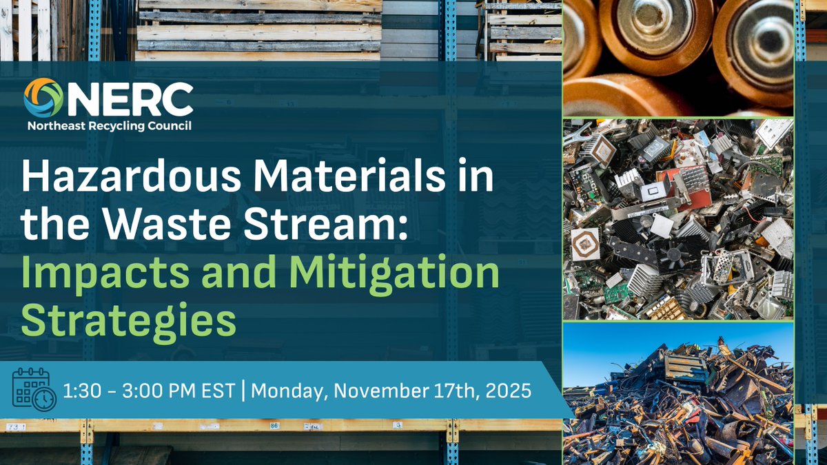 Join us November 17th where experts will explore the risks posed by hazardous materials. From fires and explosions to worker safety and downtime, these hazards are impacting operations across MRFs, C&amp;D facilities, e-scrap processors, and more. Register: bit.ly/4nIXGet