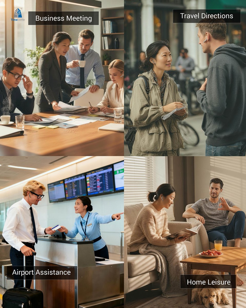 TimekettleTech's tweet image. Wherever you are, W4 works its magic. ✨
No matter the scene — travel, work, or love — W4 keeps the conversation flowing. 💬

#timekettle #timekettlew4 #translationearbuds