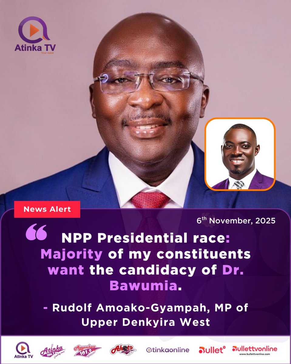 atinkatvgh's tweet photo. NPP Presidential Race: Majority of my constituents are rallying behind Dr. Bawumia’s candidacy - Rudolf Amoako-Gyampah, MP for Upper Denkyira West 🇬🇭
#NPPDecides #Bawumia2025 #Atinkatvgh https://t.co/O3rKld5F3L