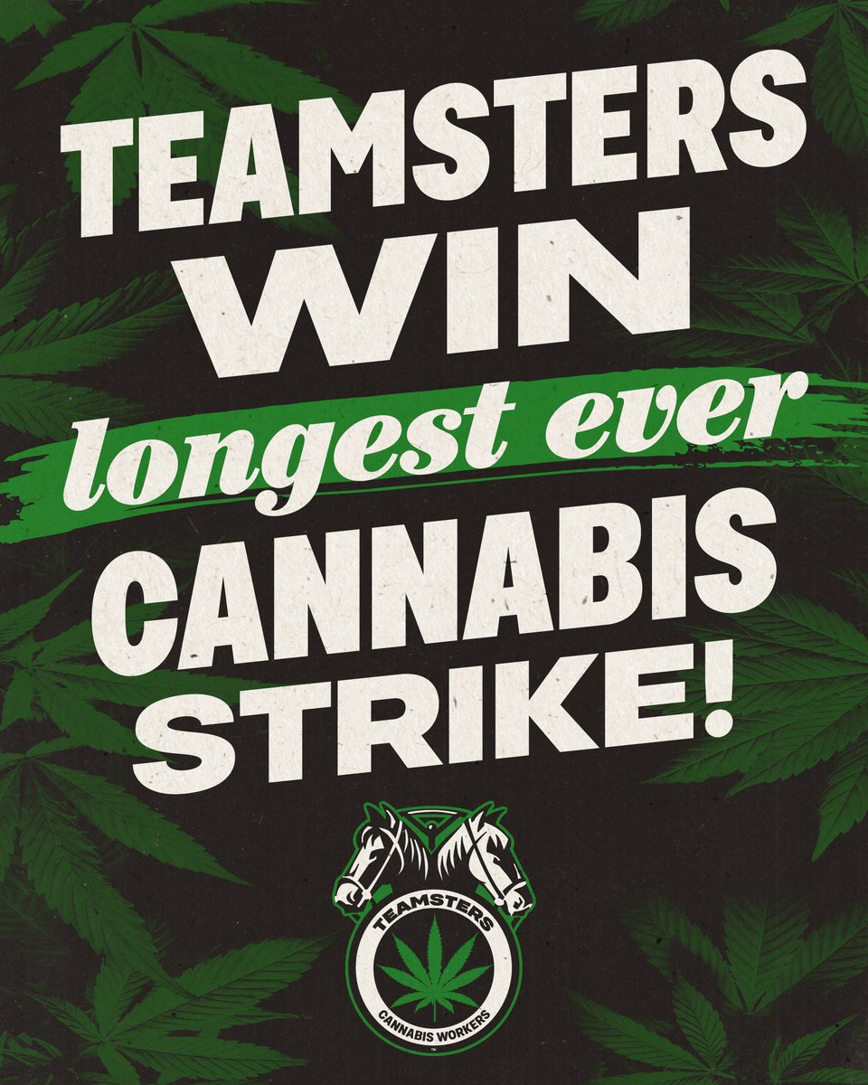 Teamsters's tweet image. Workers at the Green Thumb Industries (GTI) subsidiary Rise have ratified their first Teamsters contract after a 45-day strike — the longest successful work stoppage in the history of the U.S. cannabis industry.

The new collective bargaining agreement includes many significant…