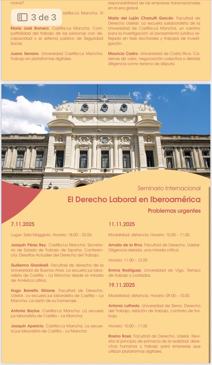 FElectra's tweet image. Es Hoy !!! actividad abierta !!!
Seminario: 
“El Derecho Laboral en Iberoamérica”
Problemas urgentes
Sala Maggiolo -Facultad de Derecho UdelaR