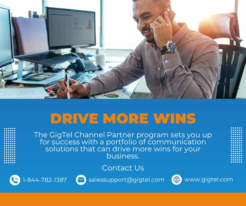 Winning more deals starts with the right partner.

The GigTel Channel Partner Program gives you the tools, support, and solutions to help your clients communicate better — and help you win more business.

Let’s drive more wins together. gigtel.com/partners/chann…
