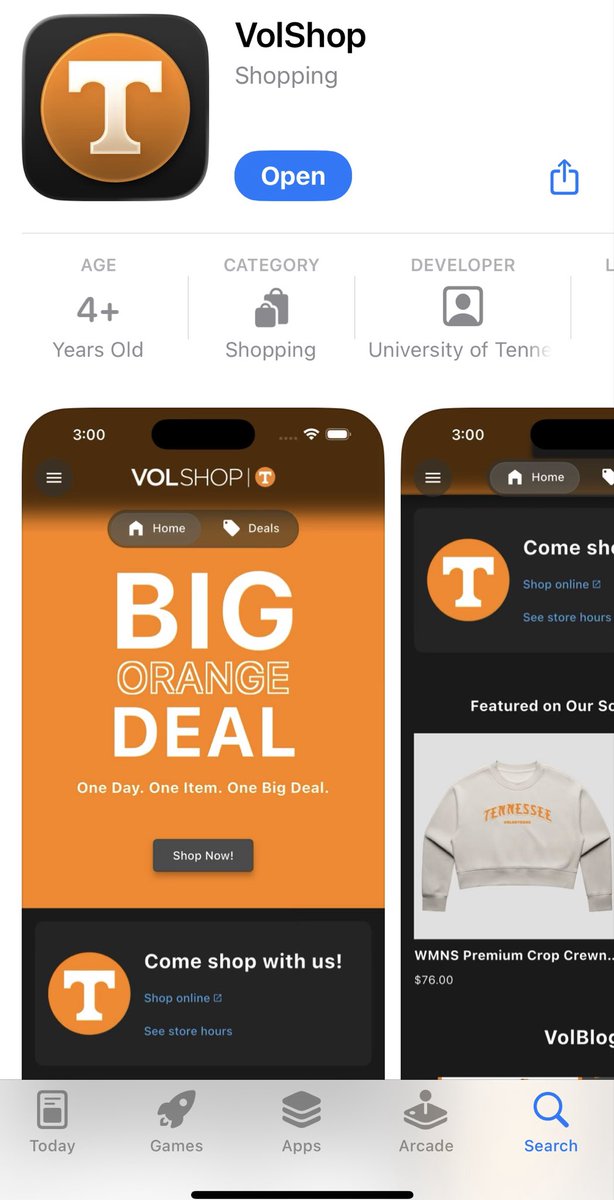 UTVolShop's tweet photo. Our app is NOW AVAILABLE and we need y’all’s help to make it awesome!

Download it now (on Apple and Android), check it out, and then let us know what we can add / fix to make it great 🧡

FYI - enable push notifications to get the BIG Orange Deal 5 mins early 😏 https://t.co/2G4wih0yjK