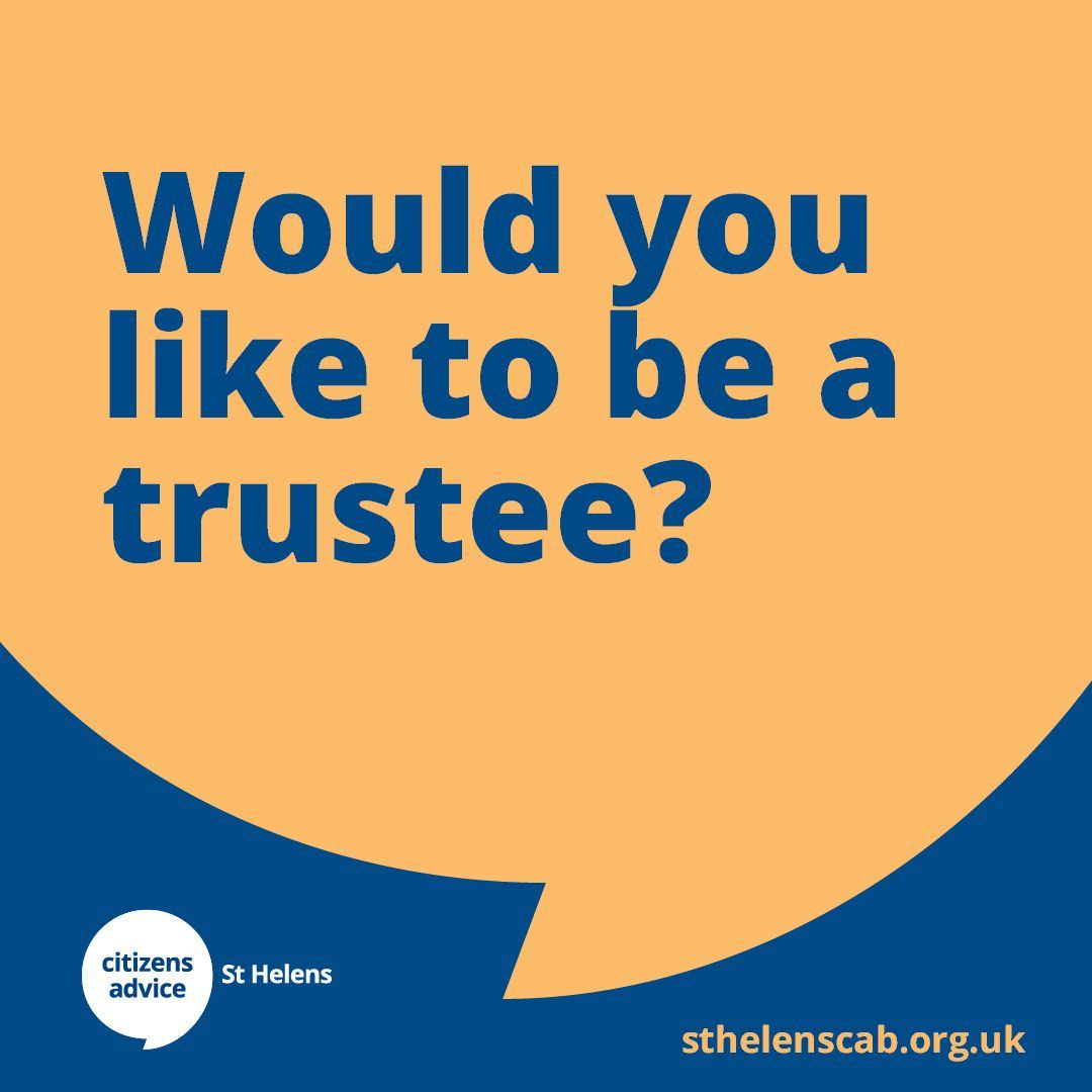 Ever thought about becoming a trustee? 💡

Join Citizens Advice St Helens and help shape how we support people across the borough.

It’s #TrusteesWeek - the perfect time to get involved!
👉 sthelenscab.org.uk/become-a-trust…