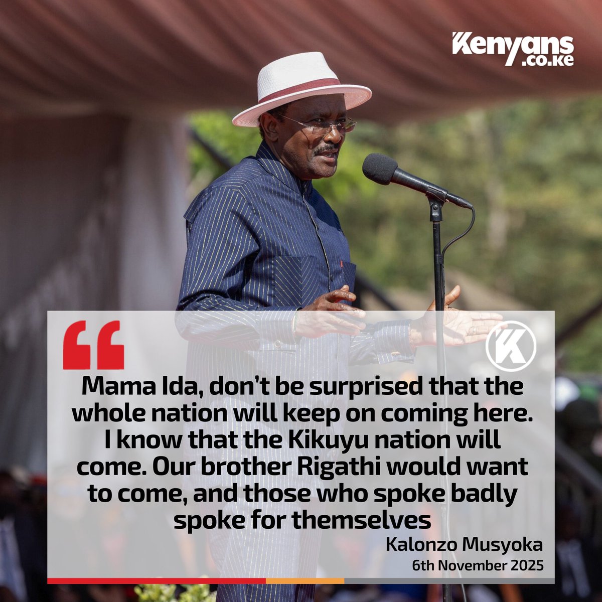 Kalonzo, I know you mean well. But Tribal Rigathi Gachagua will never show up at Opoda farm  to console Mama Ida because he knows what he did to Luos during the sufuria protests and continued to attack our Baba Raila Odinga.

Kenya UK  Uhuru Rapture Azziad Nasenya Uncle Airport