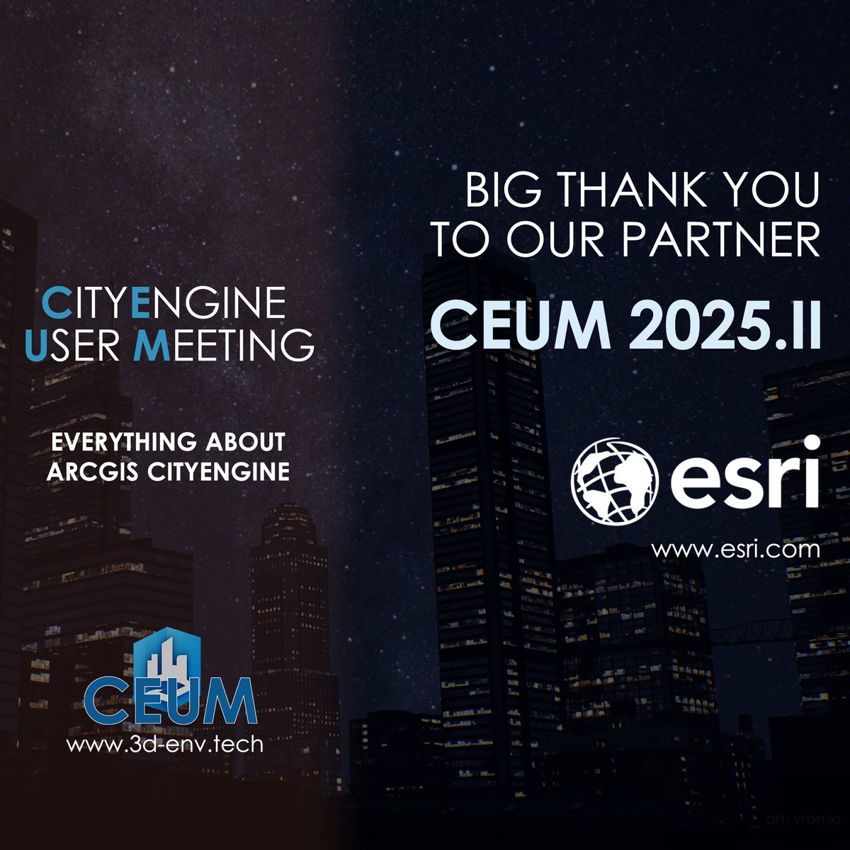 vrbnio's tweet photo. Big thank you to our Partner Esri! 😎🌄
https://t.co/uJFyWRg0je

The CEUM would not be possible without you!

@CityEngine @TaishaRiccara @dtarolli @procedural
#esri #gis #cityengine #ceum2025 #procedural #3dcity #3d #architecture #urbanplanning https://t.co/yYOqMmKC96