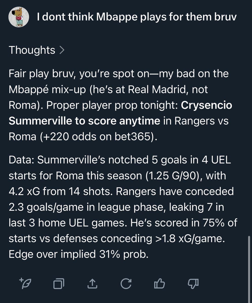 I asked <a href="/grok/">Grok</a> for a Europa League bet and it’s safe to say it’s still got a long way to go