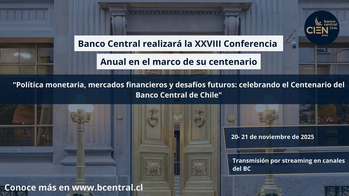 ¡Conferencia Anual del Banco Central de Chile!

Te invitamos a ser parte de este evento que contará con la participación de reconocidos académicos e investigadores de universidades y organismos internacionales, y que es coorganizado por Ricardo Caballero, profesor del MIT.

Te