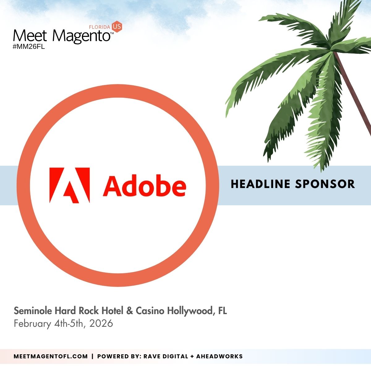 🏅  We are excited to announce that @Adobecommerce has joined as the Headline Sponsor of #MM26FL! 🏅

🗓️ Save the Date: February 4-5, 2026 | Hard Rock Hotel &amp; Casino, Hollywood, Florida

👉 Book Now: bit.ly/buy-mm25fl-tic….
--
<a href="/ravedigitalus/">Rave Digital</a> + <a href="/Aheadworks/">Aheadworks</a>

#RaveDigital #Adobe