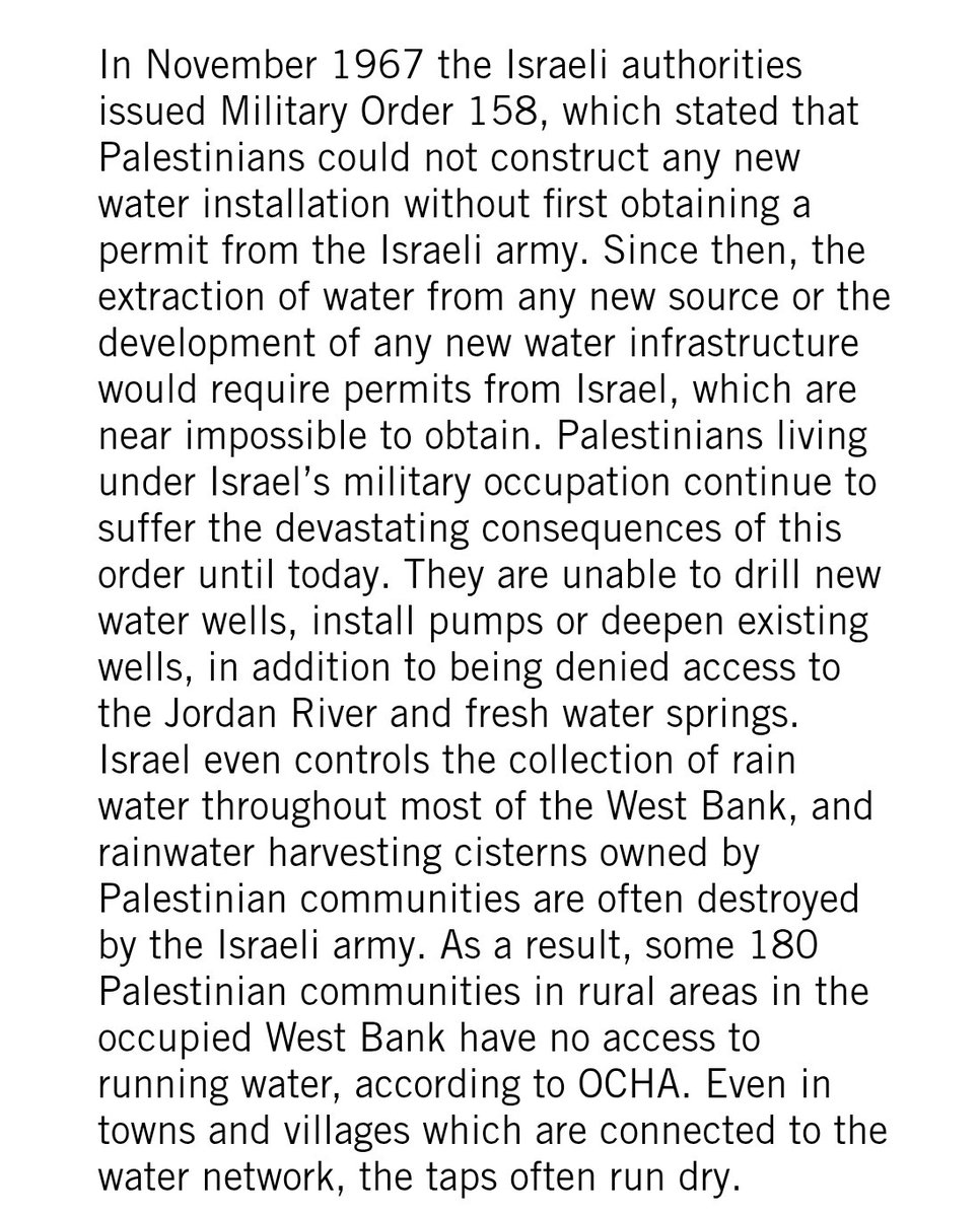 <a href="/FranceskAlbs/">Francesca Albanese, UN Special Rapporteur oPt</a> Here is the background of water apartheid. Since 1967, Palestinians are practically banned from expanding their water supplies and infrastructure.