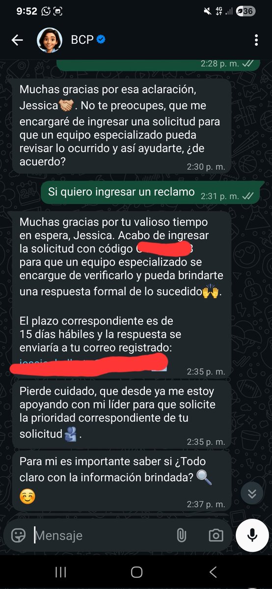 JessicaBallarta's tweet photo. @BCPComunica me comuniqué por WhatsApp informado con todos los datos acerca de un doble cobro. Su robot CLARA me preguntó todo y me dijo que ingresaría un reclamo. Me acaban de responder y resulta que no procede porque su robot no brindó toda la información. SU ROBOT SE EQUIVOCÓ! https://t.co/0eZqMiKOYc