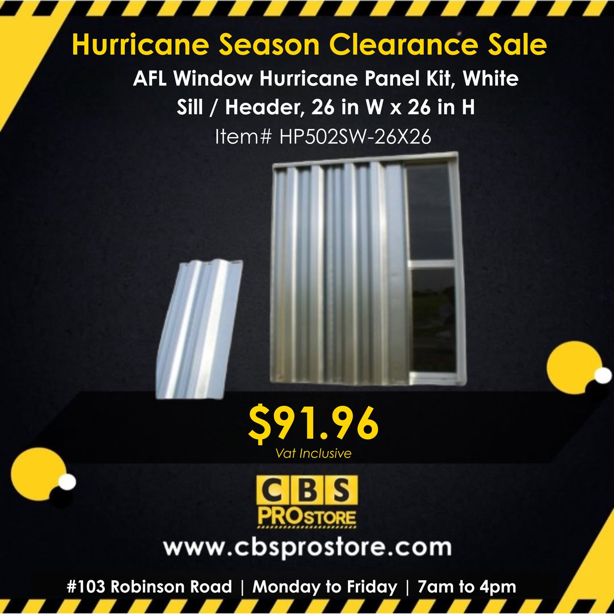 🌀 End of Hurricane Season Clearance!
Shop Hurricane Panel Kits and Clear Inserts now 50% off through November 30th — available at CBS PROstore and CBS Bahamas, in-store and online. Protect your home and save big while supplies last!
