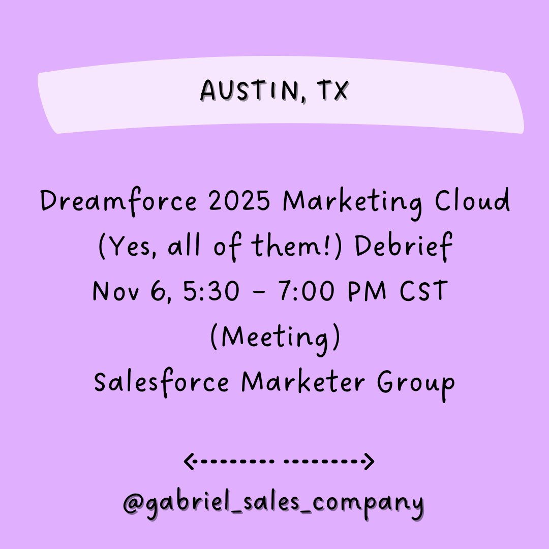 GS_Social's tweet image. Discover the power of the Salesforce platform with free networking and educational resources!
Join meetups and virtual events—local, and global.

Register at trailblazer.me DM for help!

#Salesforce #TrailblazerCommunity #SalesforceEvents