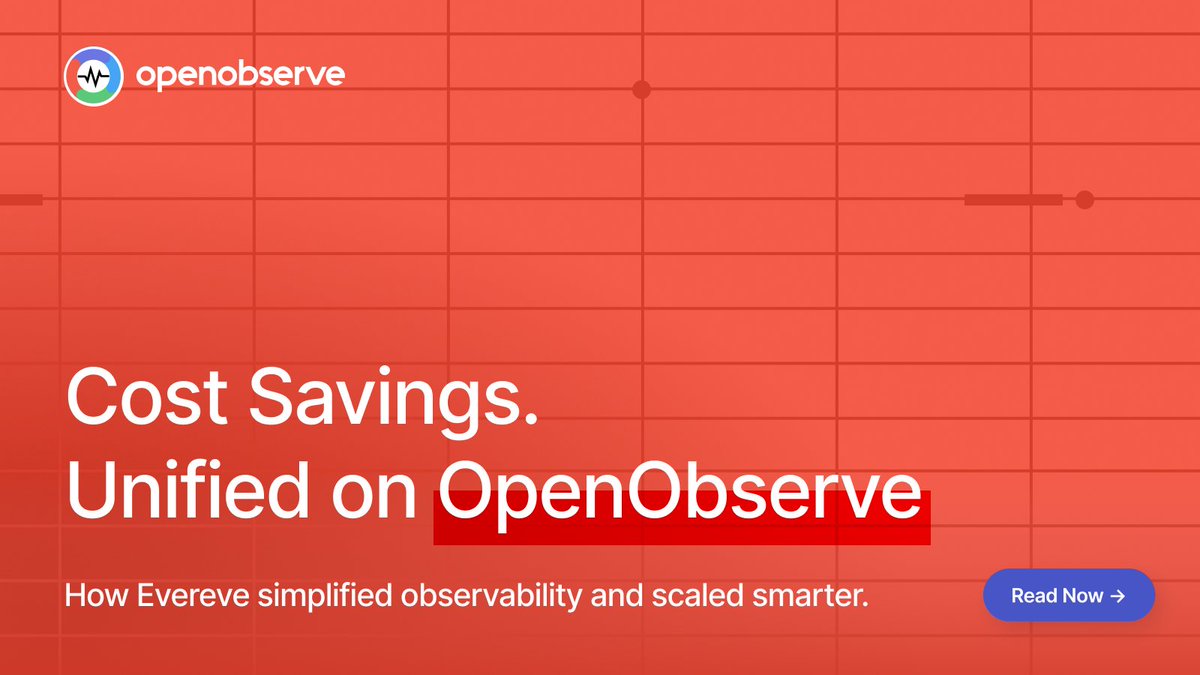 OpenObserve's tweet image. Retailer @EvereveInc cut observability costs &amp;gt; 90% by unifying telemetry from legacy tools into OpenObserve.

Now they have one platform for everything: unlimited monitoring and long-term retention. Learn how👇
openobserve.ai/customer-stori…

#OpenObserve #Observability #DevOps