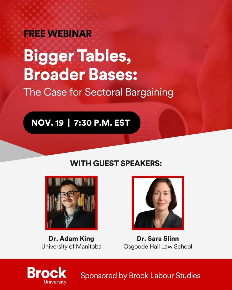 Looking forward to this important discussion on unions and the case for sectoral bargaining.

Nov 19 at 7:30PM. Register here:
eventbrite.ca/e/bigger-table…

#canlab