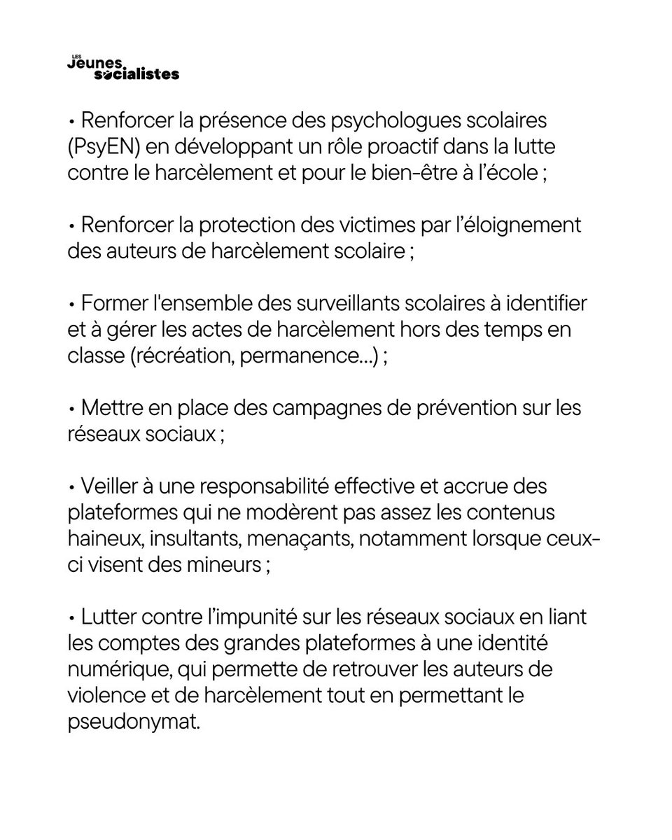 Trop de jeunes sont victimes de #harcèlement scolaire.

C’est un véritable fléau. Certains y perdent la vie. Il faut y mettre fin.

Toute la société doit être mobilisée et l’État doit être à la hauteur.