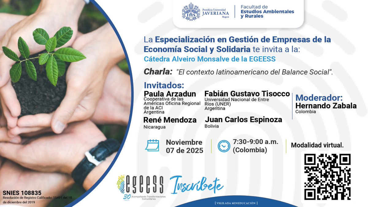 ¿Cómo se está construyendo el Balance Social en América Latina?
Te invitamos a descubrirlo en la Cátedra Alveiro Monsalve.
🗓 Fecha: 7 de noviembre de 2025
🕒 Hora: 7:30 - 9:00 a.m. (Colombia)
📍 Modalidad: Virtual
Inscríbete: forms.office.com/r/dN0jhzxGRX