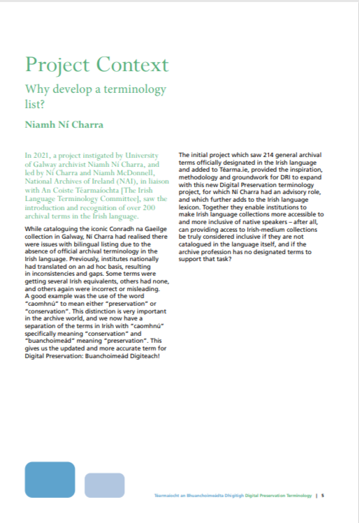 niamhnicharra's tweet photo. 🧵1/3
On World Digital Preservation Day I'm delighted to re-share DRI's Irish language #DigiPres glossary released earlier this year, for which I was an advisor, and which followed on from a project I led in 2021 to designate over 200 archival terms in the Irish language #WDPD https://t.co/6dPApdLSMr