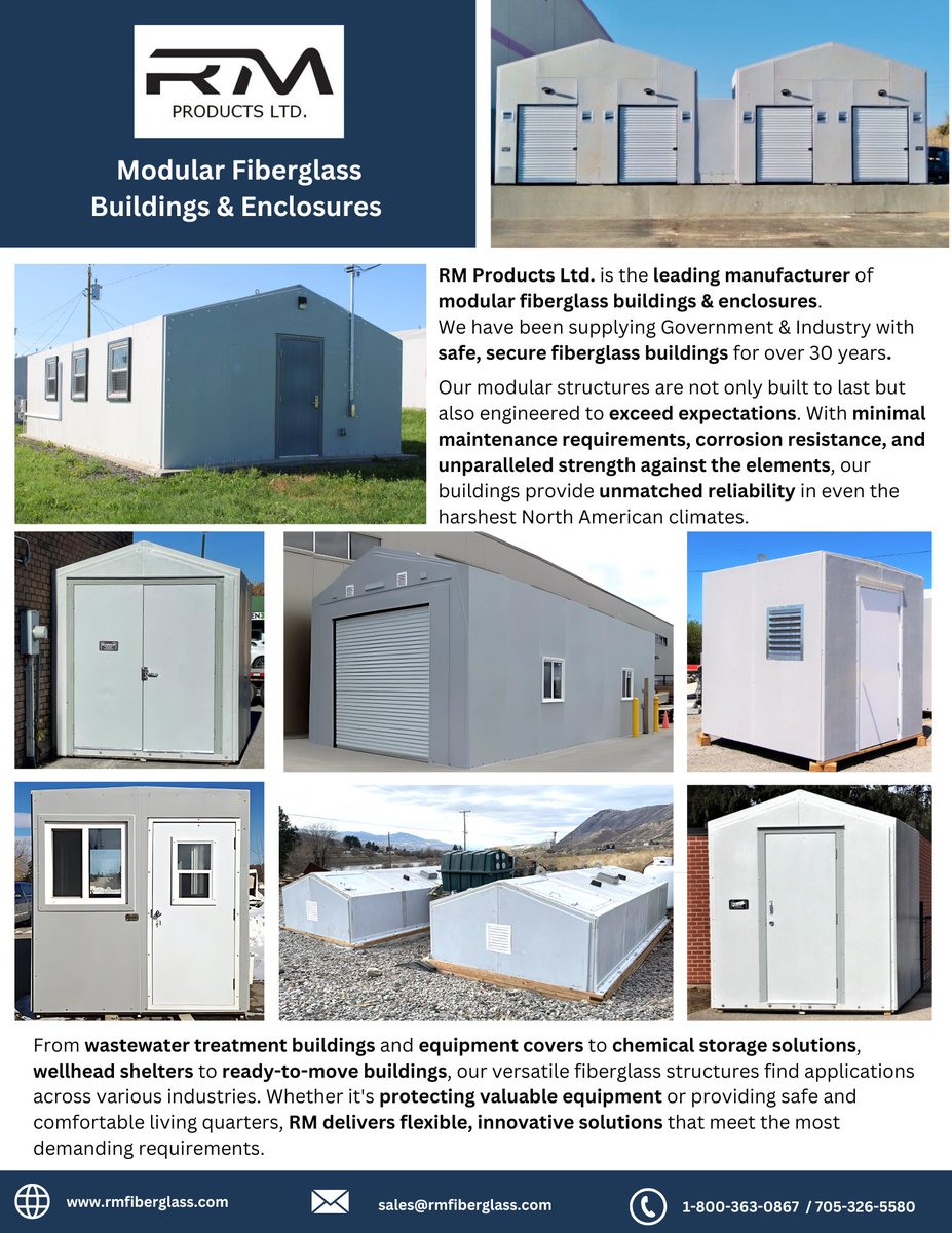 RMProductsLtd's tweet image. Modular Fiberglass Solutions by RM Products Ltd.
rmfiberglass.com
#rmfiberglass #modularconstruction #StorageSolutions