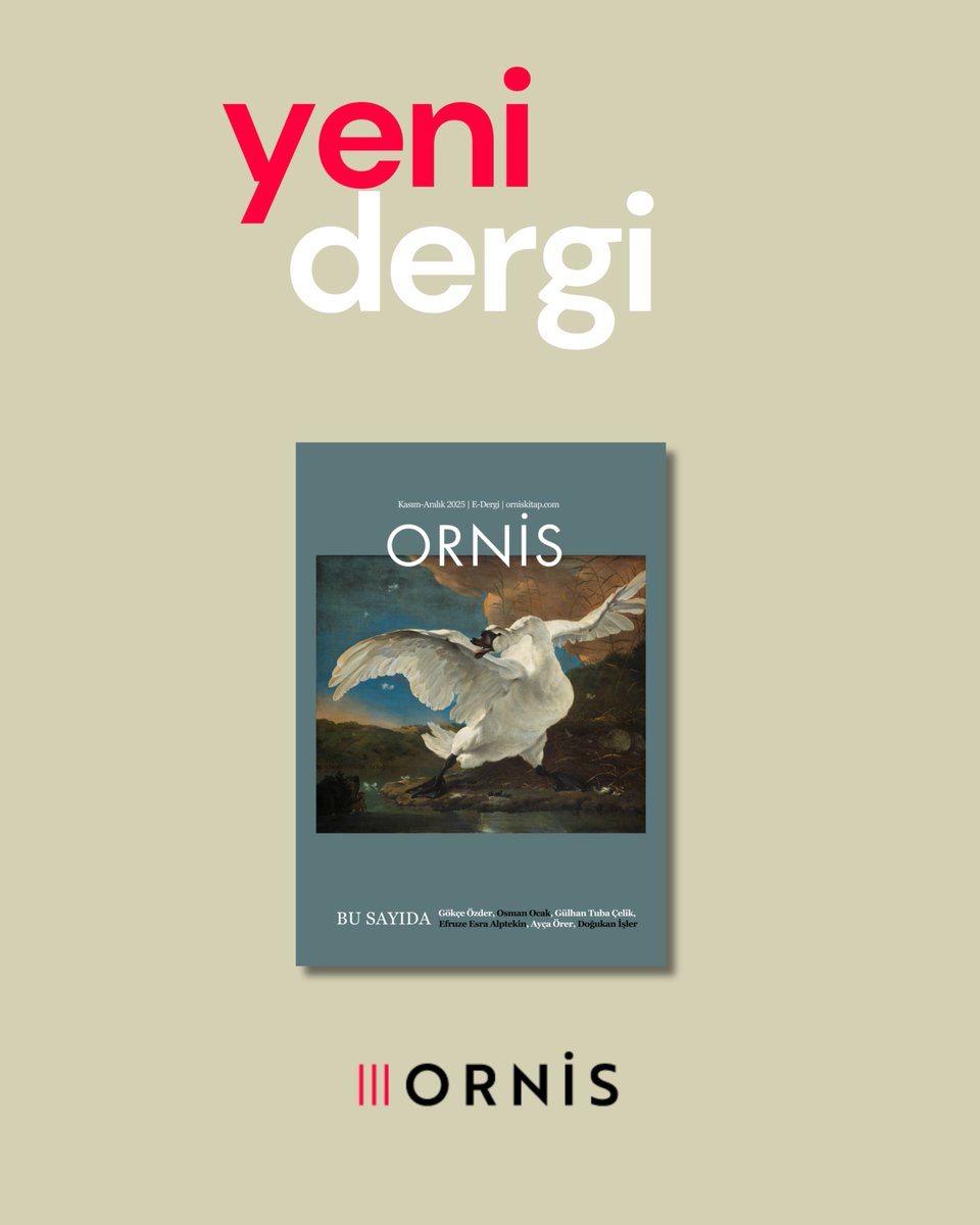 📢Ornis Dergi

Yayıncılığın içinden geçtiği bu krizi bir dönüşüm çağrısı olarak görüyoruz ve yayıncılığın yeni yollarını aramayı sürdürüyoruz.

Bu sayıda: Ayça Örer, Gülhan Tuba Çelik, Gökçe Özder Osman Ocak, Efruze Esra Alptekin ve Doğukan İşler

👉orniskitap.com/ornisdergi/