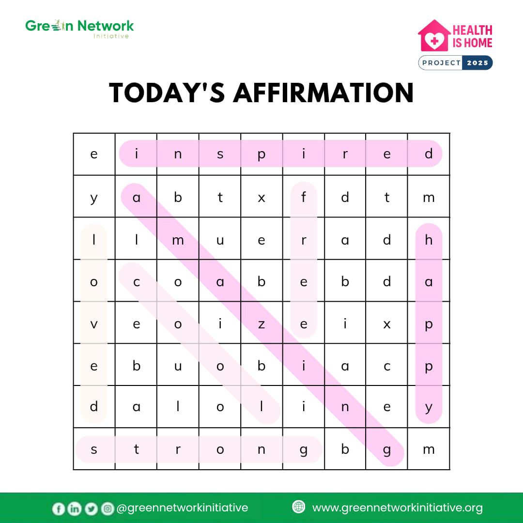 Let’s play!
The first word you spot is your word of the day 😃
Drop your word in the comments.
#HIHProject2025
#HealthisHomeProject2025
#GNIHealthisHome
#Healthishome