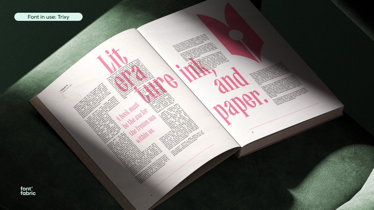 Trixy, our brand new condensed serif, is finally out! 📷
If you need headlines that truly scream personality, this is your typeface.
It's high-contrast, bold, and inspired by cool, experimental Soviet-era book covers.
👉 Get Trixy today: bit.ly/4oSdJYz