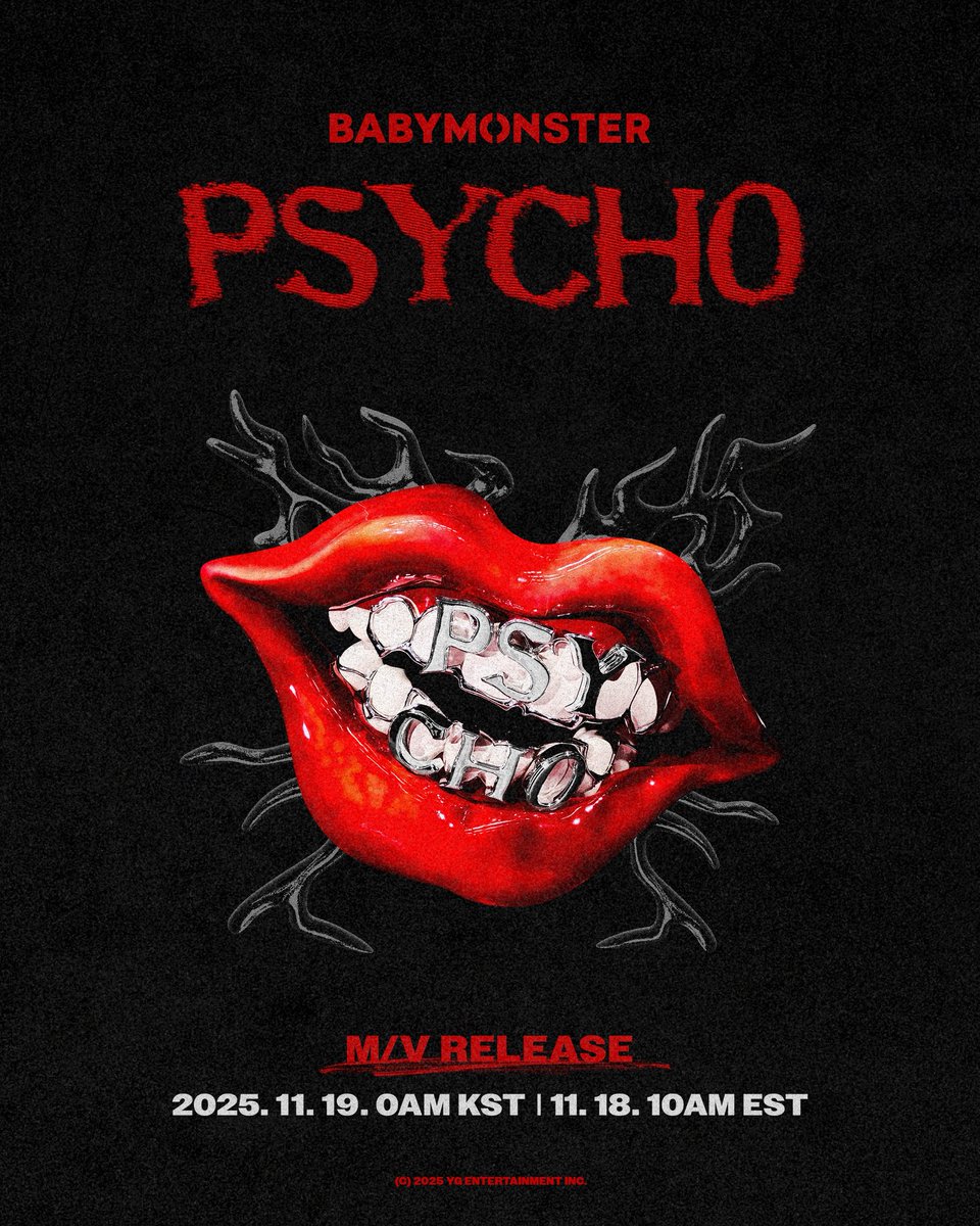 PopBase's tweet image. BABYMONSTER teases the release of the music video to their song ‘PSYCHO.’ Out November 18th.