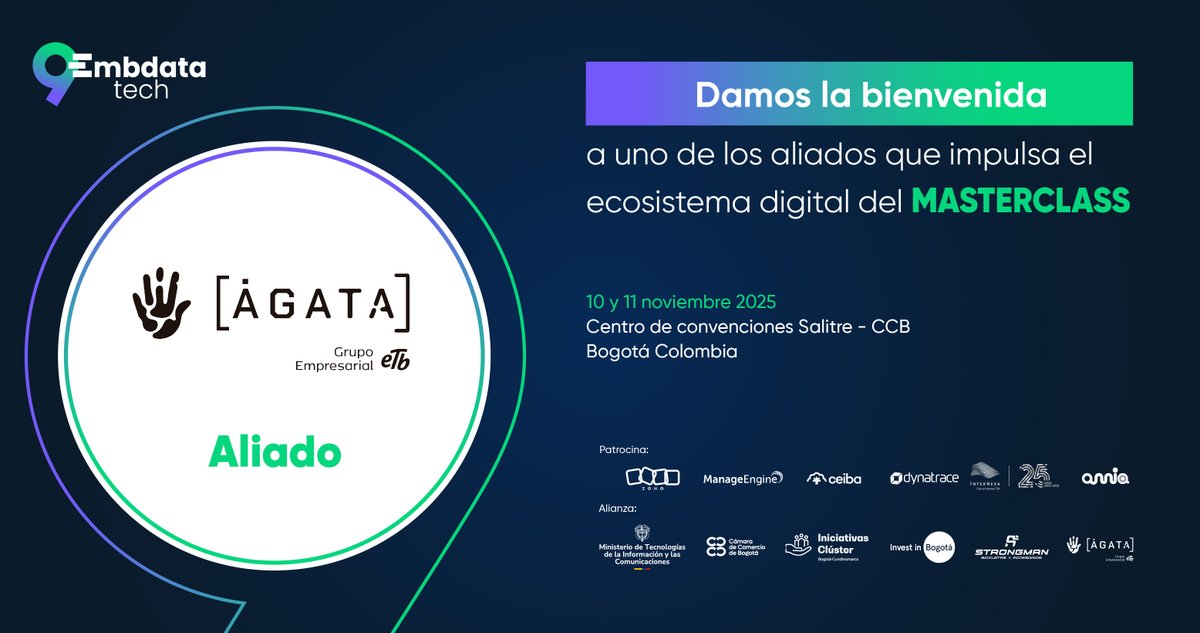 Nos alegra contar con <a href="/agatadata/">Ágata</a>  como aliado del EMBdata Tech 2025.
