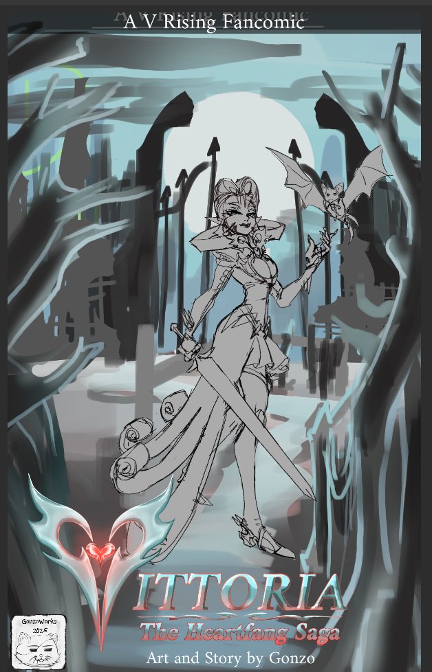 No time to rest!  Getting back to working on my webcomic, and I've started blocking the background for the cover a bit more.  Progress is progress!
#wipart #VRising #Vampire
