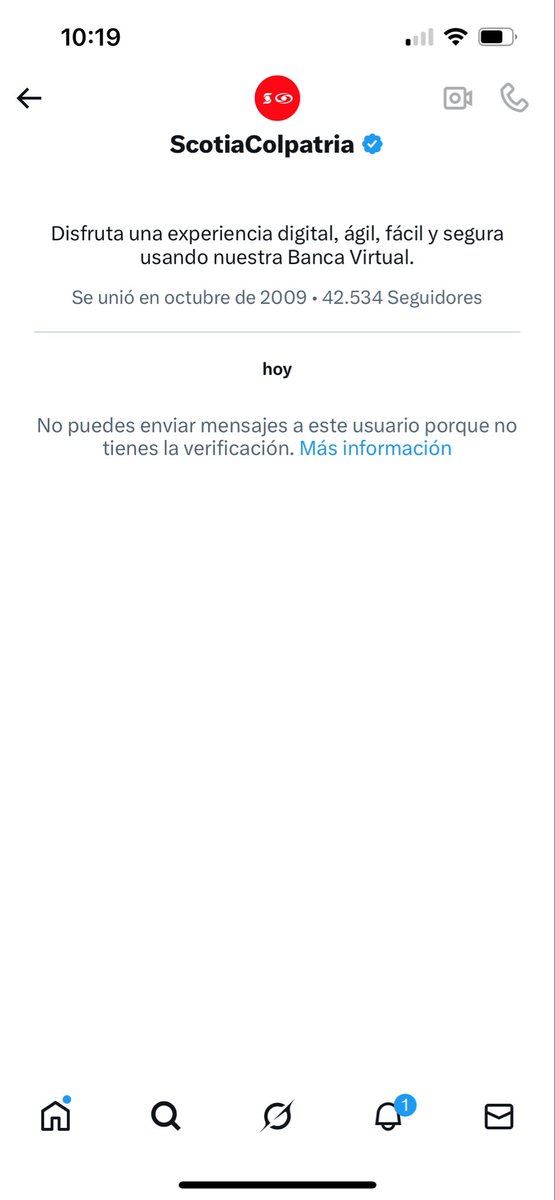 Nat26M's tweet photo. @ScotiaColpatria No me deja enviarle un DM. No puedo acceder a ustede por ningún medio. Llamo y que no ellos no dan solución a esos temas. Que hago? NO me dejan usar mi dinero. https://t.co/Wxlbx2AZkr