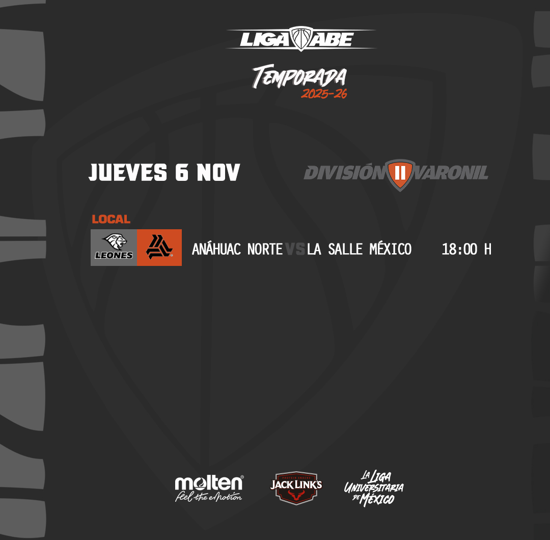 🗓️ #AgendaABE DII Varonil.  

Resultados y Estadísticas en abemexico.org #LigaABE | #MoltenMéxico | #JackLinksLatam