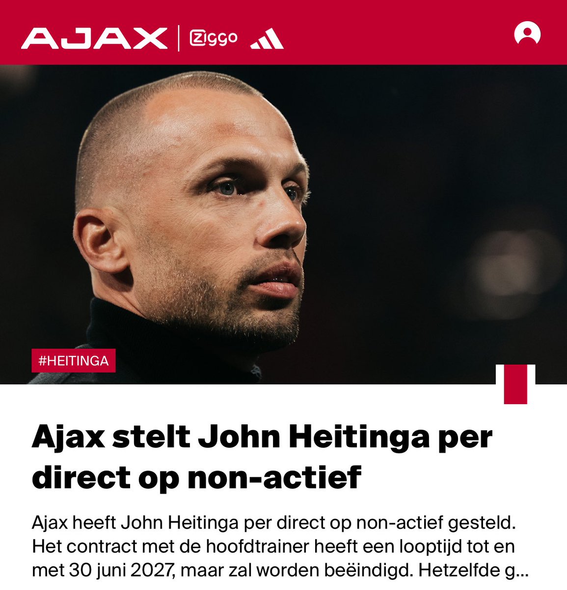 Het nieuws waarvan je wist dat het ging komen, alleen de vraag was: wanneer?
Grote vraag is of Alex Kroes nu ook zijn conclusies trekt. Zou wel moeten. Niet John Heitinga voor de bus gooien en zelf doorgaan bij Ajax.
#ajax #heitinga #heitingaout
