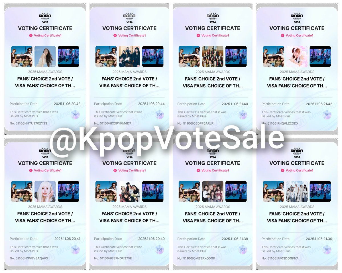 KpopVoteSale's tweet photo. Mama Awards 2025 - Visa Fans' Choice of the Year

 30 🎟️ voted for Seventeen

Thank you all guys for join Rt deal!
#Seventeen #Mama #KpopVoteSale #GAproof_Wingsshop https://t.co/5axgkJruHY